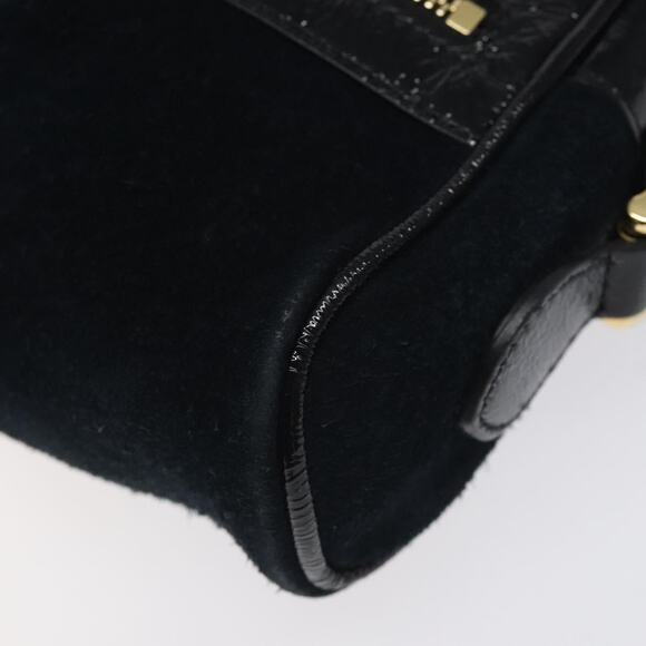 GUCCI Ofdea Sherry Line Shoulder Bag Suede Navy Gold - Picture 10 of 16